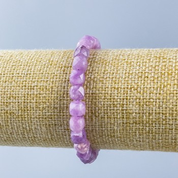 Kunzite bracelet with natural kunzite, faceted cubes, diameter 7x7 mm, length 18 cm (stretch)