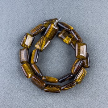 Tiger's Eye Beads Natural Stone, Rectangle, 13x18x6 mm, 5 mm +/-, length 40 cm on thread