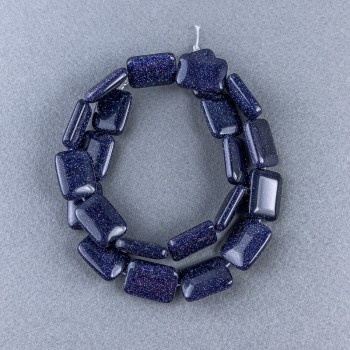 Beads Aventurine Blue Sand Night of Cairo, synthetic, rectangular, 13×18×6 mm, 5 mm, length 40 cm on a thread