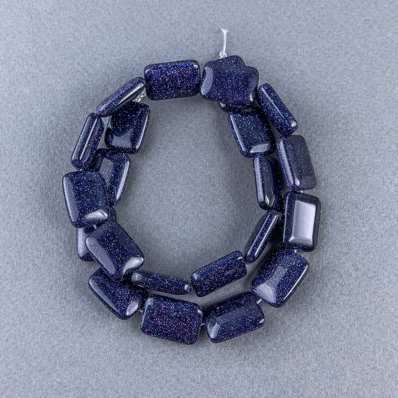 Beads Aventurine Blue Sand Night of Cairo, synthetic, rectangular, 13×18×6 mm, 5 mm, length 40 cm on a thread