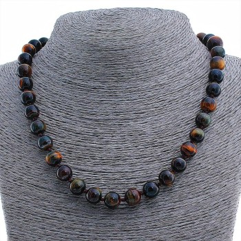 Hawk's Eye Necklace, 10mm Beads, 48 cm Long