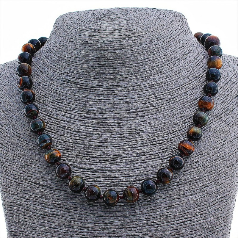 Hawk's Eye Necklace, 10mm Beads, 48 cm Long