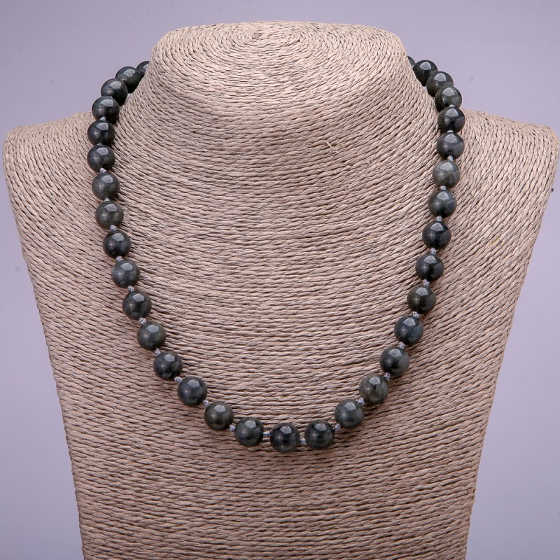 Labradorite Necklace with Smooth Beads, 10 mm Diameter, 45 cm Length