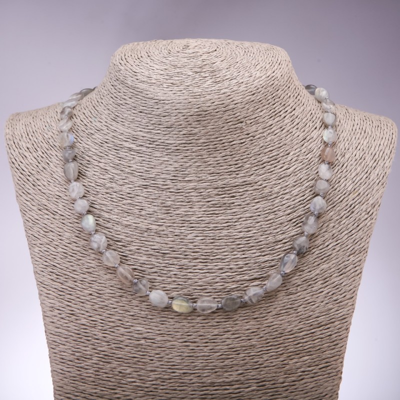 Labradorite necklace, faceted, diameter 7×10 mm, length 45 cm