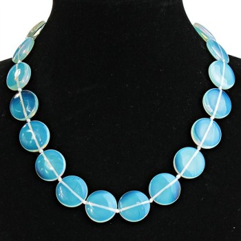 Moonstone Necklace 'Coin' 20 mm, length 48 cm