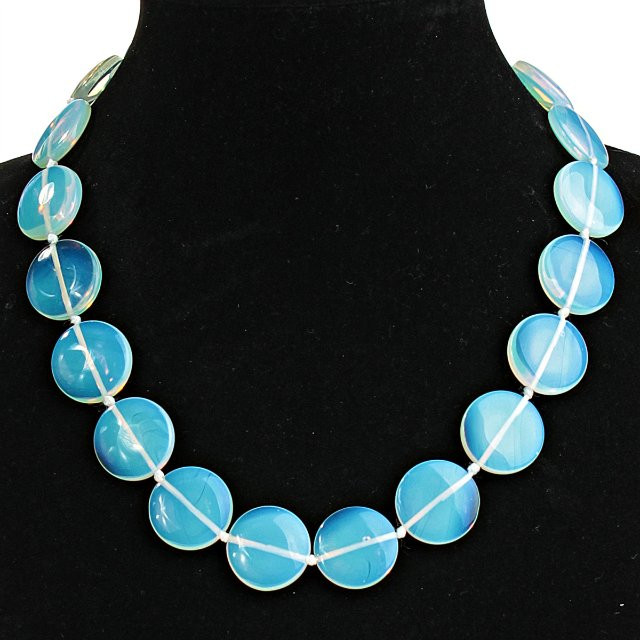 Moonstone Necklace 'Coin' 20 mm, length 48 cm