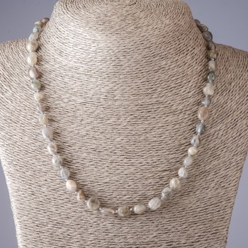 Labradorite Natural Stone Necklace 'Tumbled', length 47 cm, bead diameter 4-8 mm