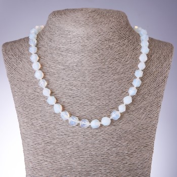 Moonstone Necklace (synthetic) Faceted, 9×10 mm diameter, length 48 cm ±