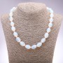 Moonstone Necklace (synthetic), bi-cone, 12x16 mm diameter, 46 cm length