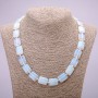 Opalite Moonstone Necklace (synthetic), rectangular stones, 13×18 mm, length 48 cm