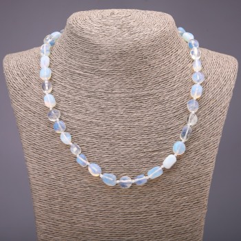 Necklace Moonstone Opalite (synthetic) faceted, diameter 9x11(±)mm, length 48 cm