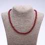 Natural stone necklace 'Tourmaline' (Imitation) dark maroon faceted rondelle beads, diameter 6x4 mm, length 50 cm