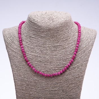 Necklace made of natural stone "Tourmaline" (imit.) dark pink faceted rondelle, diameter 6x4 mm, length 50 cm