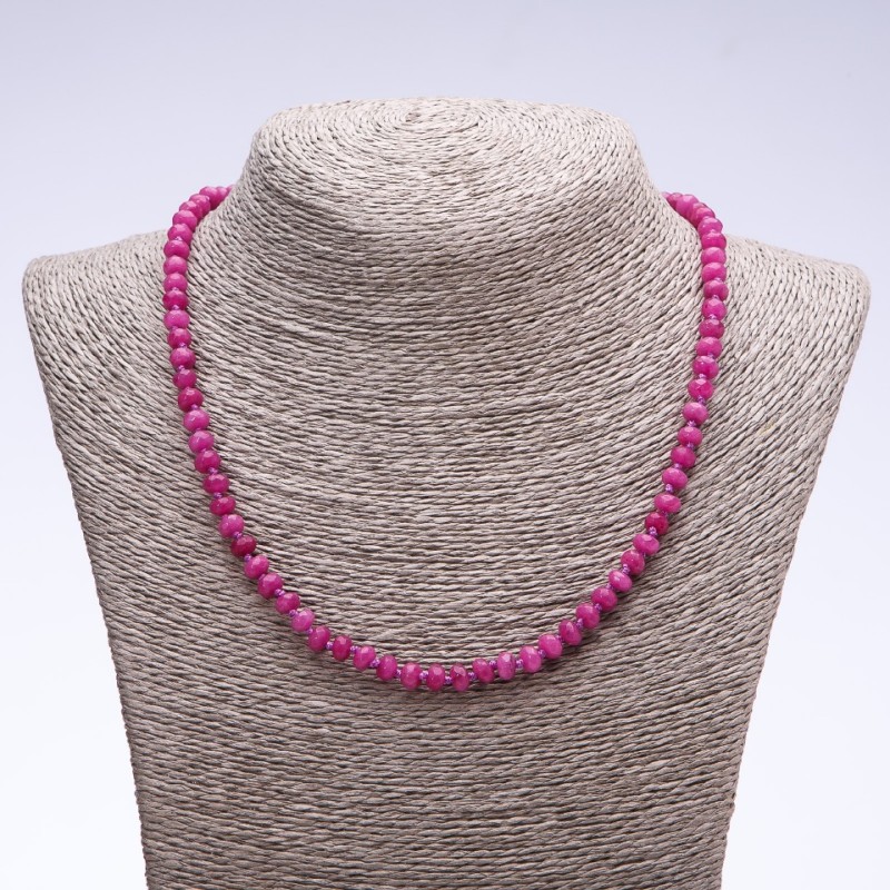 Necklace made of natural stone "Tourmaline" (imit.) dark pink faceted rondelle, diameter 6x4 mm, length 50 cm
