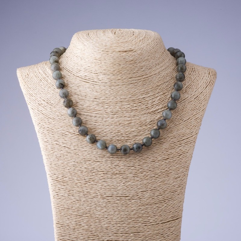 Labradorite natural stone necklace, length 45 cm, 10 mm diameter