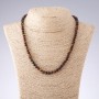 Necklace of Tiger's Eye, Bull's Eye, and Hawk's Eye with smooth beads, 6 mm diameter, 45 cm length