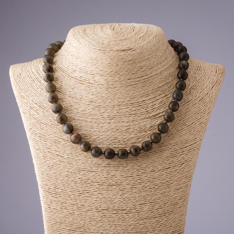 Labradorite Necklace with Smooth Beads, 10 mm Diameter, 48 cm Length