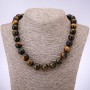 Hawk's Eye Necklace with a Smooth Bead, 14 mm Diameter, 48 cm Length