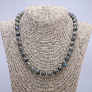 Labradorite Necklace with Smooth Bead 10mm, 45cm