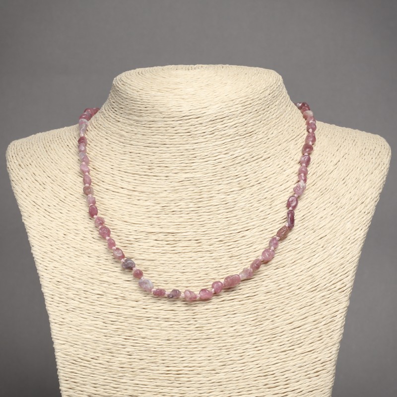 Faceted natural tourmaline necklace, bead diameter 5×7 mm ±, length 45 cm ±
