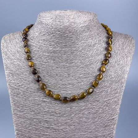 Tiger's Eye Necklace, "faceting", length 50cm