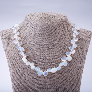 Moonstone Necklace (Synthetic) Faceted 'Butterfly', diameter 6-10(±)mm, length 45 cm