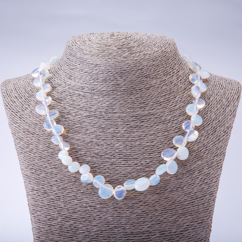Moonstone Necklace (Synthetic) Faceted 'Butterfly', diameter 6-10(±)mm, length 45 cm