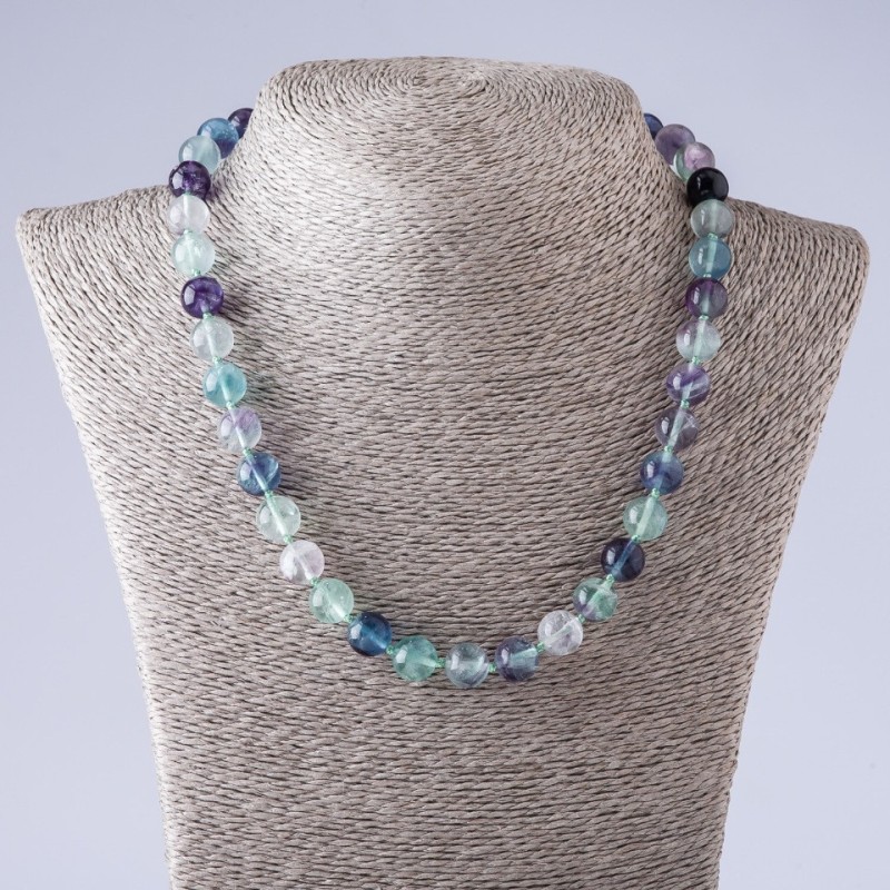 Fluorite Necklace with Smooth Beads 10mm, 48cm