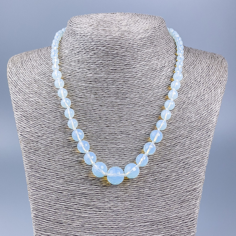 Moonstone Necklace (synthetic) Graduated Faceted Beads, Diameter 6-14 mm, Length 48 cm
