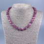 Natural rubellite tourmaline necklace with a faceted bead, 10 mm diameter, 48 cm long