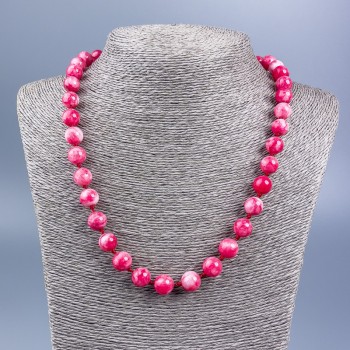 Rhodochrosite imitation necklace (imitation) smooth bead, 10 mm diameter, 52 cm length +