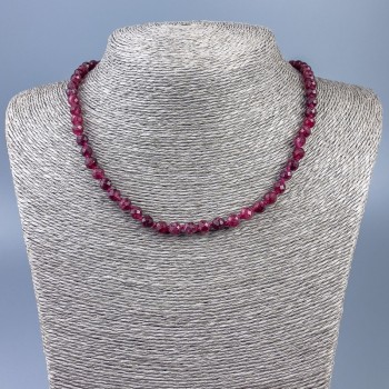 Necklace with natural tourmaline gemstone, faceted bead, 6 mm diameter, 48 cm length +