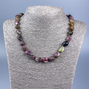 Necklace of natural tourmaline - faceted, bead diameter 12x10 mm, length 50 cm