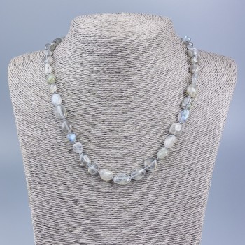 Natural Labradorite Faceted Beaded Necklace, 7–10 mm beads, 50 cm length