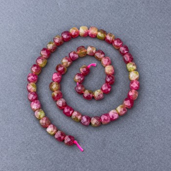 Polychromatic Tourmaline Beads: Faceted Cubes on Strand, diameter 7x7 mm, length 38 cm