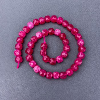 Pink Tourmaline Beads – Natural Stone, Faceted Cubes on Strand, 9x9 mm, 38 cm length