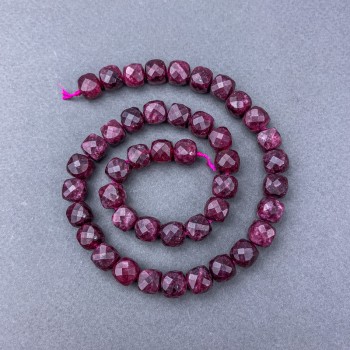 Rubellite Tourmaline Beads — Natural Stone, Faceted Cube Beads on Thread, 9x9 mm ±, 38 cm ±