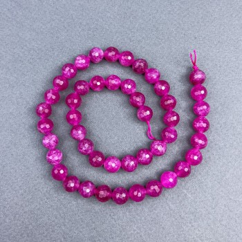 Pink tourmaline beads, raspberry faceted round bead, 8 mm diameter ± on thread, length 38 cm+