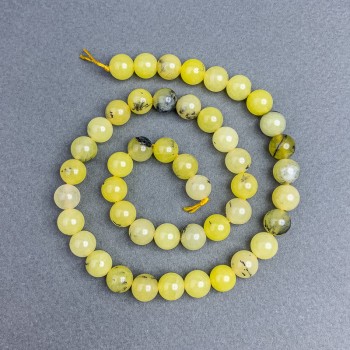 Yellow Turquoise Beads, Smooth Round, 8.5 mm diameter +/- on a thread, 38 cm long