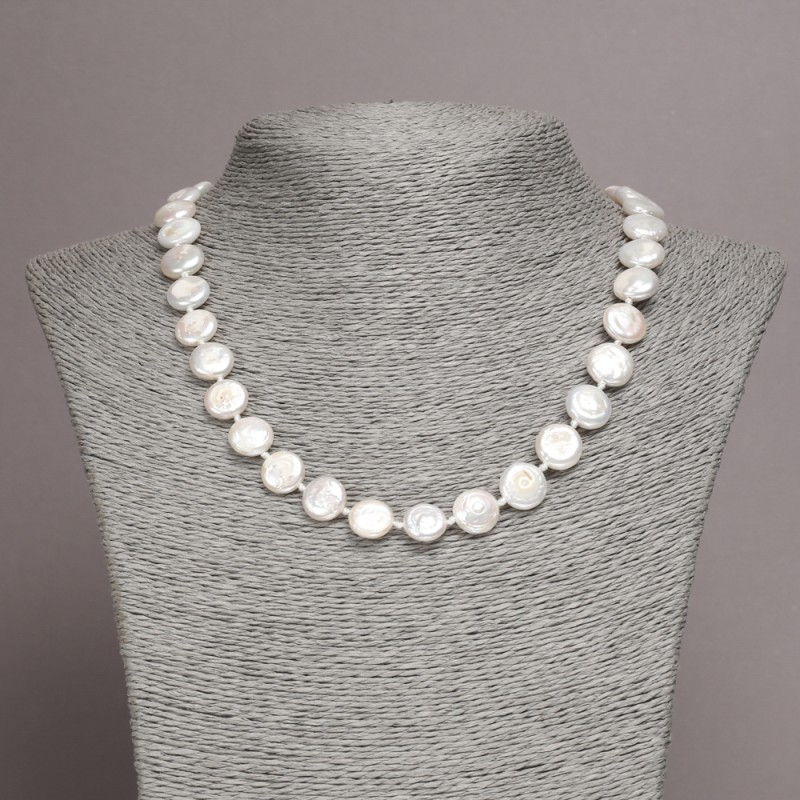 Necklace of natural baroque pearls, diameter 11x4(±)mm, length 45cm+