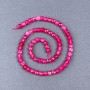 Raspberry Tourmaline Beads, Natural Faceted Cubes, Diameter 5×5 mm ±, On Thread, Length 38 cm