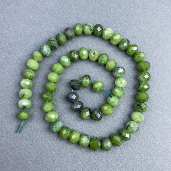 Canadian Jadeite Beads, Natural Stone, Faceted Rondelle, 8×6.5 mm, on a strand, length 38 cm+