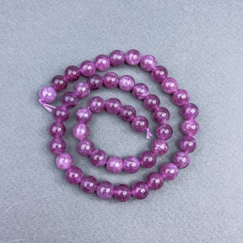 Rubellite Tourmaline Beads, Natural Stone, Smooth Round Bead, 8 mm Diameter, on Thread, 39 cm Length ±