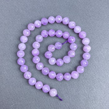 Beads Lavender Amethyst natural stone faceted round bead, diameter 8 mm ± on thread, length 39 cm+