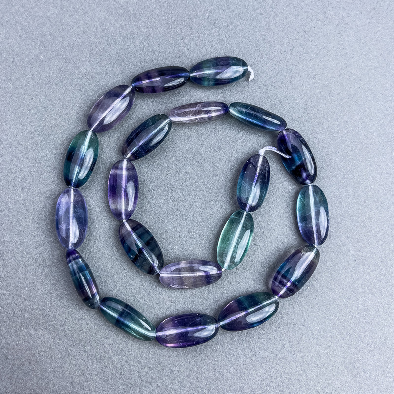 Fluorite beads natural stone oval, diameter 20x10 mm +/- on a thread, length 40 cm+