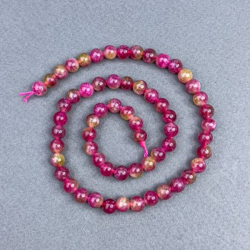Polychrome Tourmaline Beads - Smooth Round Bead, 6.5 mm Diameter, On Thread, 38 cm Length