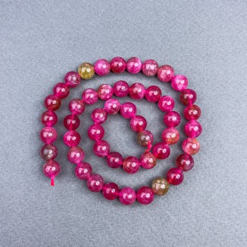 Polychrome Tourmaline Beads, Smooth Round Beads, 8 mm Diameter ± on Thread, Length 38 cm+