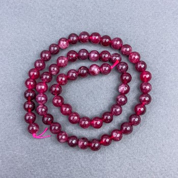Rubellite Tourmaline natural stone smooth beads, diameter 7 mm ± on a thread, length 38 cm+