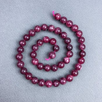 Rubellite Tourmaline Beads, natural stone, smooth round bead, 8 mm diameter ±, on a strand, length 38 cm+