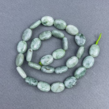 Myanmar Jadeite Beads, Natural Stone, Oval, 14×10.5 mm, 5 mm ±, on thread, length 39 cm+